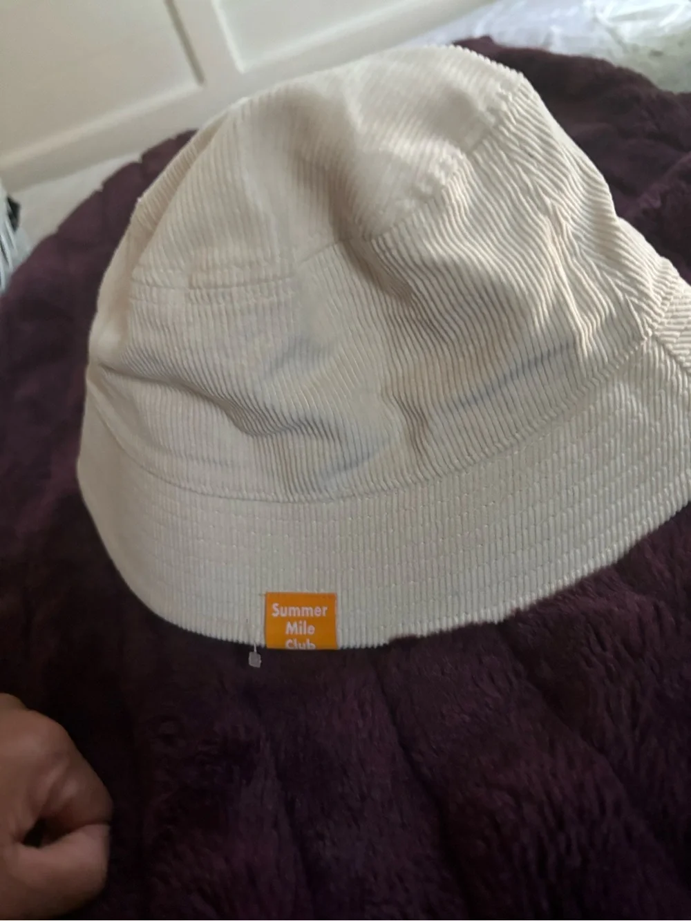 Hoka Cream Corduroy Bucket Hat with Teal Logo